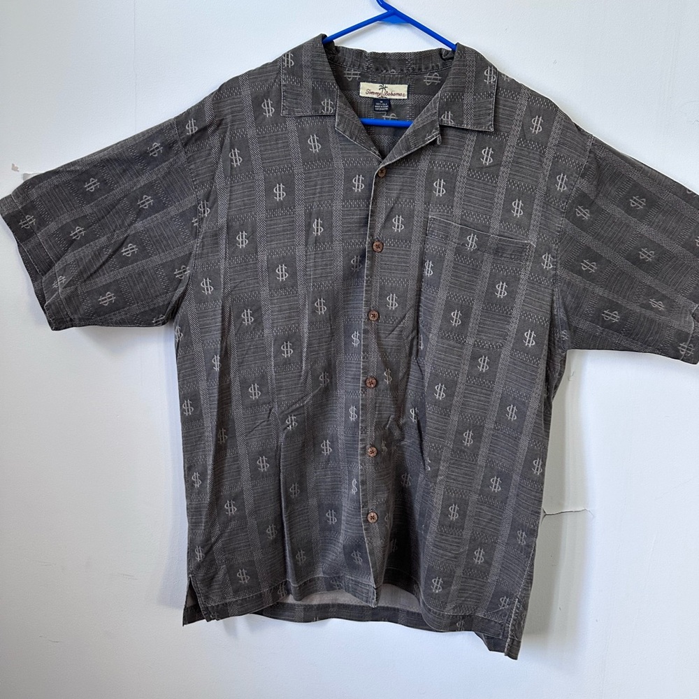 Vintage Tommy Bahama Charcoal Patterned Button Down Shirt